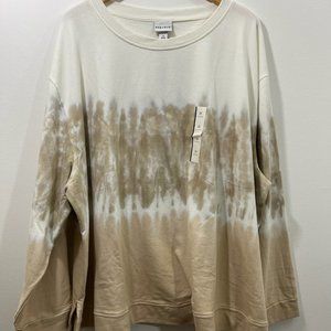 NWT Women 3XL XXXL Ava Viv Tie Dye Pullover Sweatshirt Casual Long Sleeve Browns